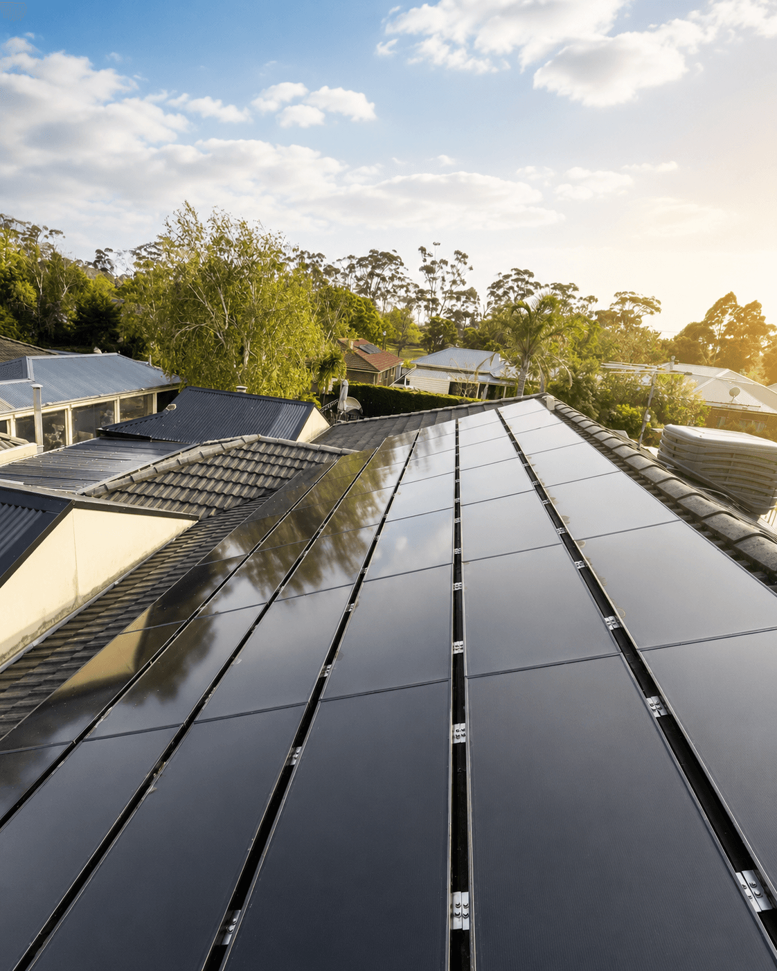 Solar panels after cleaning — panels restored, output efficiency recovered